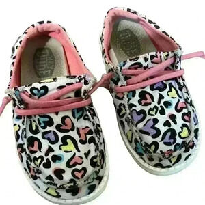 Hey Dude Girl's toddler Cat White Heart Leopard Youth Wendy Shoes sz K9